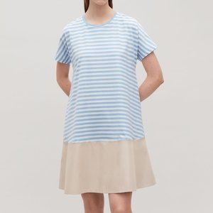 COS Contrast-Panelled Jersey Dress - Light Blue S